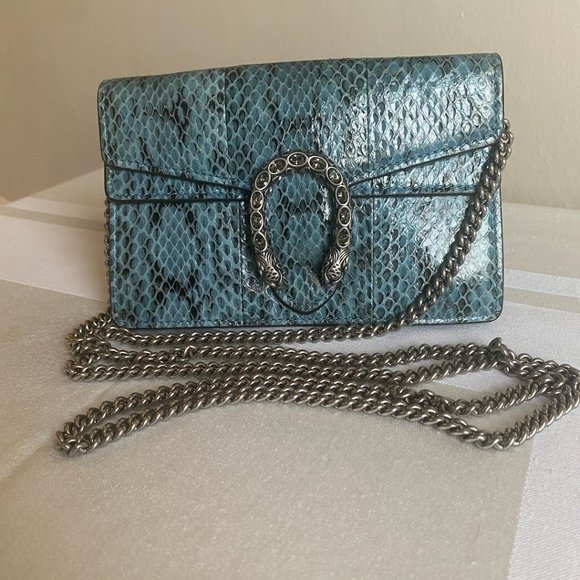 Gucci Dionysus Snakeskin Super Mini Bag In Blue - Picture 1 of 3